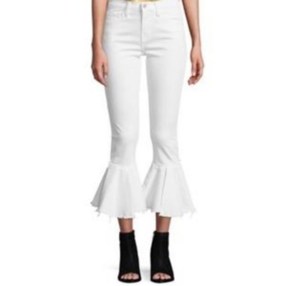 Womens Flying Monkey White Flared Leg Denim Jeans 26 *